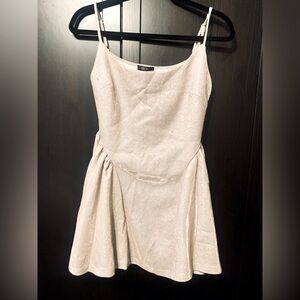 Micas Lurex Puffy Pleated Slip Mini Dress